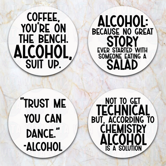 Funny Alcohol - Ceramic Coaster Set