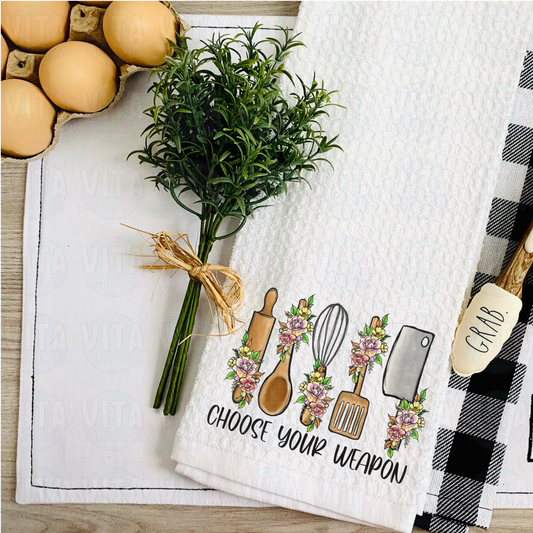 Choose Your Weapon - Vintage Style Kitchen Waffle Towel