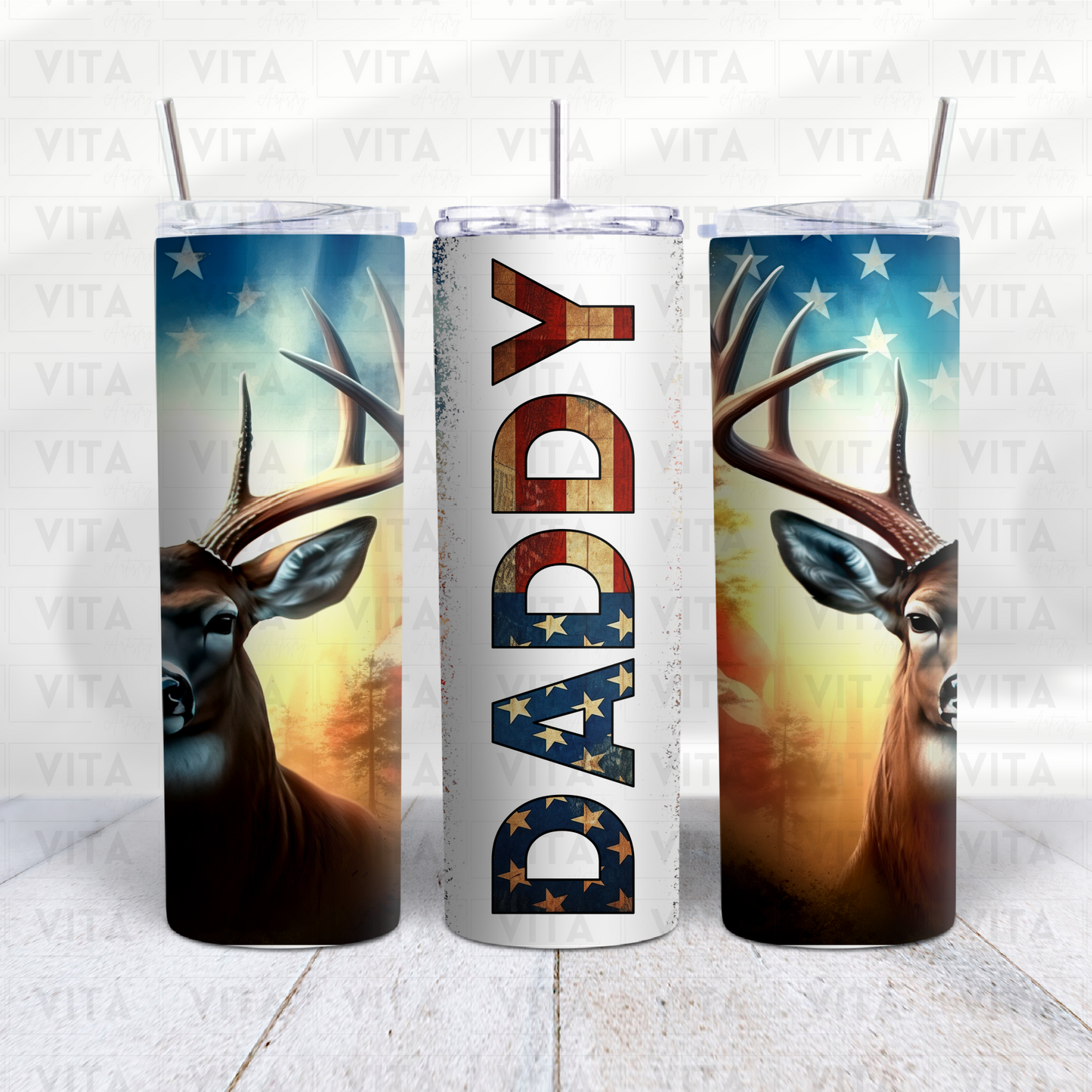 Patriotic Daddy and Deer - Dad/Daddy Tumbler