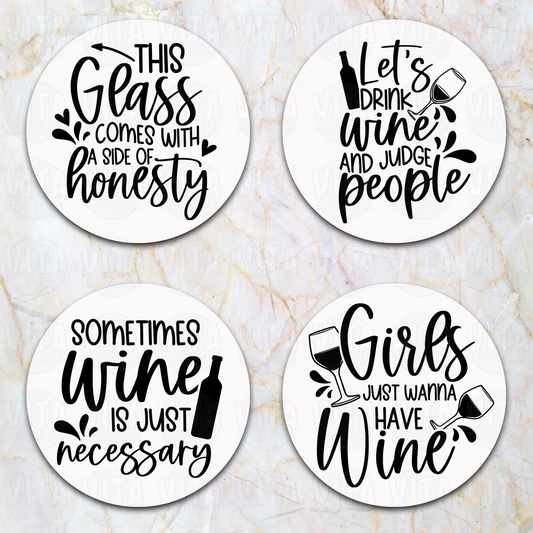 Girls Just Wanna Have Wine - Ceramic Coaster Set