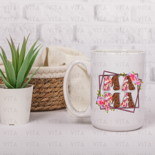 Leopard and Floral Mama - Family Ceramic Mug