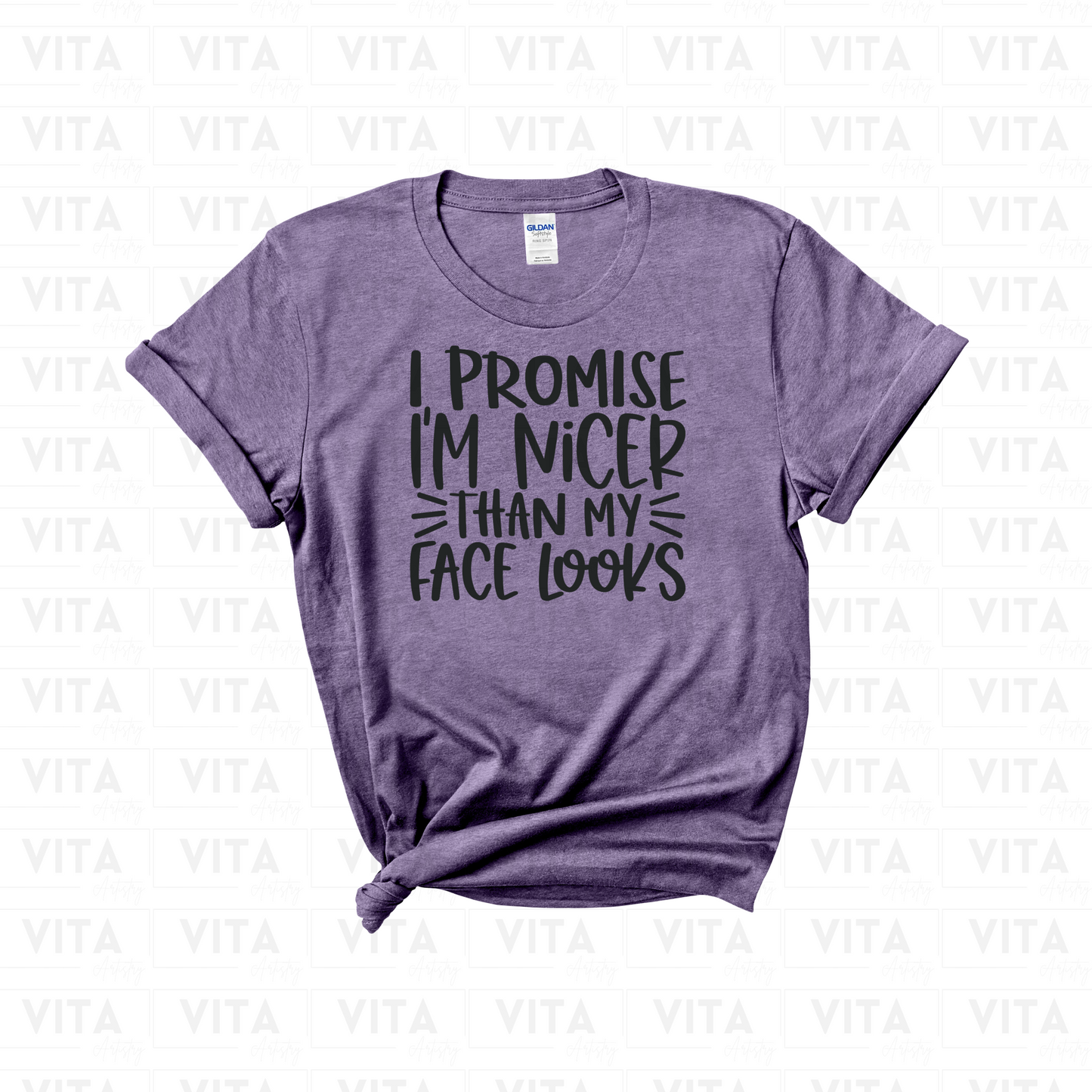 I Promise I'm Nicer Than My Face Looks - Sarcastic Soft Style T-Shirt (Choose your shirt color)