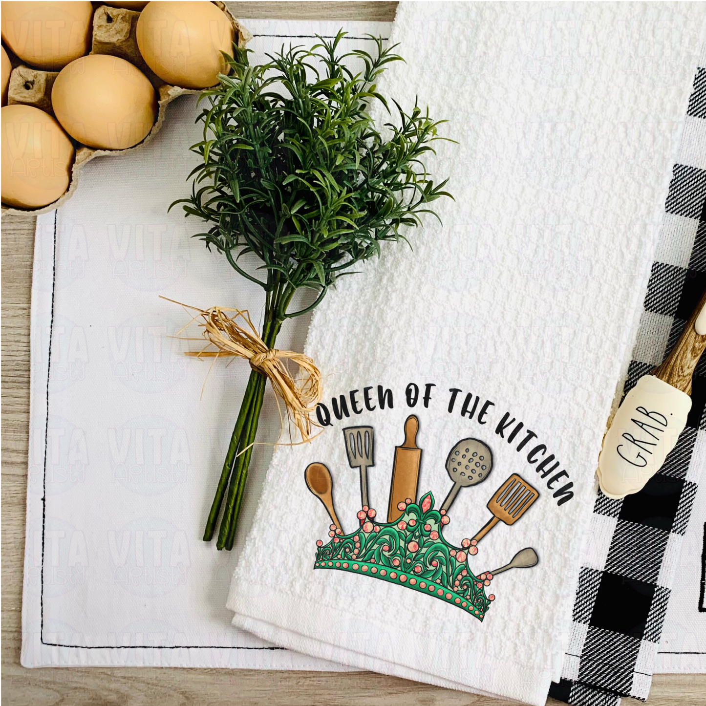 Queen of the Kitchen - Vintage Style Kitchen Waffle Towel