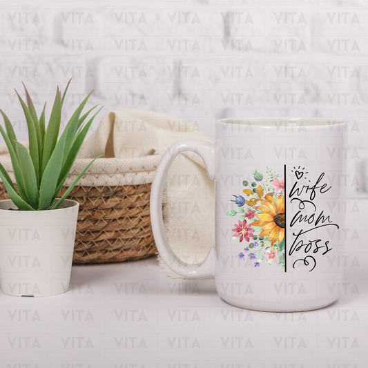 Wife Mom Boss - Family Ceramic Mug